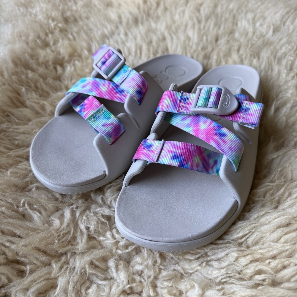 Chaco Chillos Kids Slides Tie Dye Straps 5Y